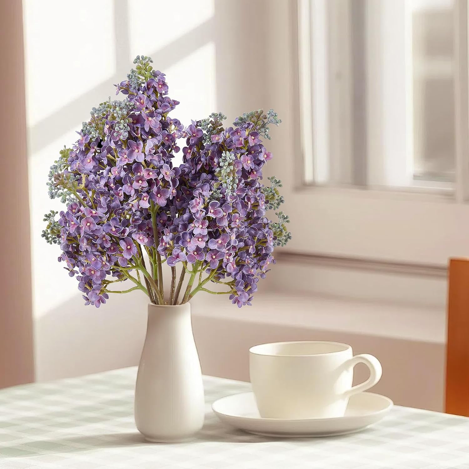 Lilac Artificial Flowers – 4PCS 25.6″ Purple Silk Delphinium for Home Decor