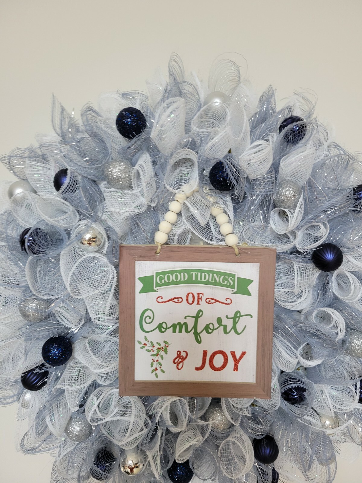 Christmas Joy Happy Holidays Mesh Front Door Wreath Wall Decoration Merry Christ
