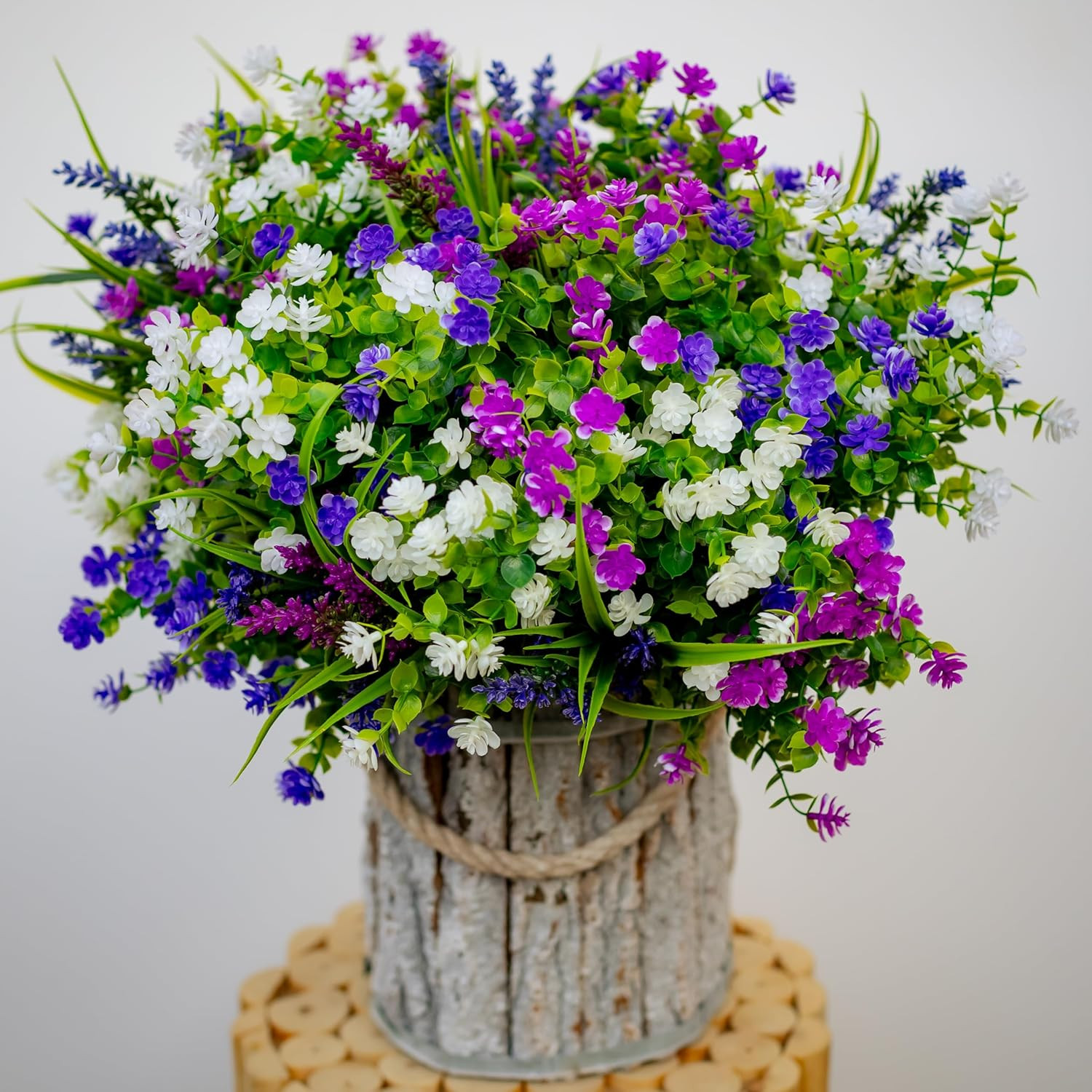 Artificial Flowers Outdoor Fake Plants – Mixed, 3 Colors Magenta Purple White