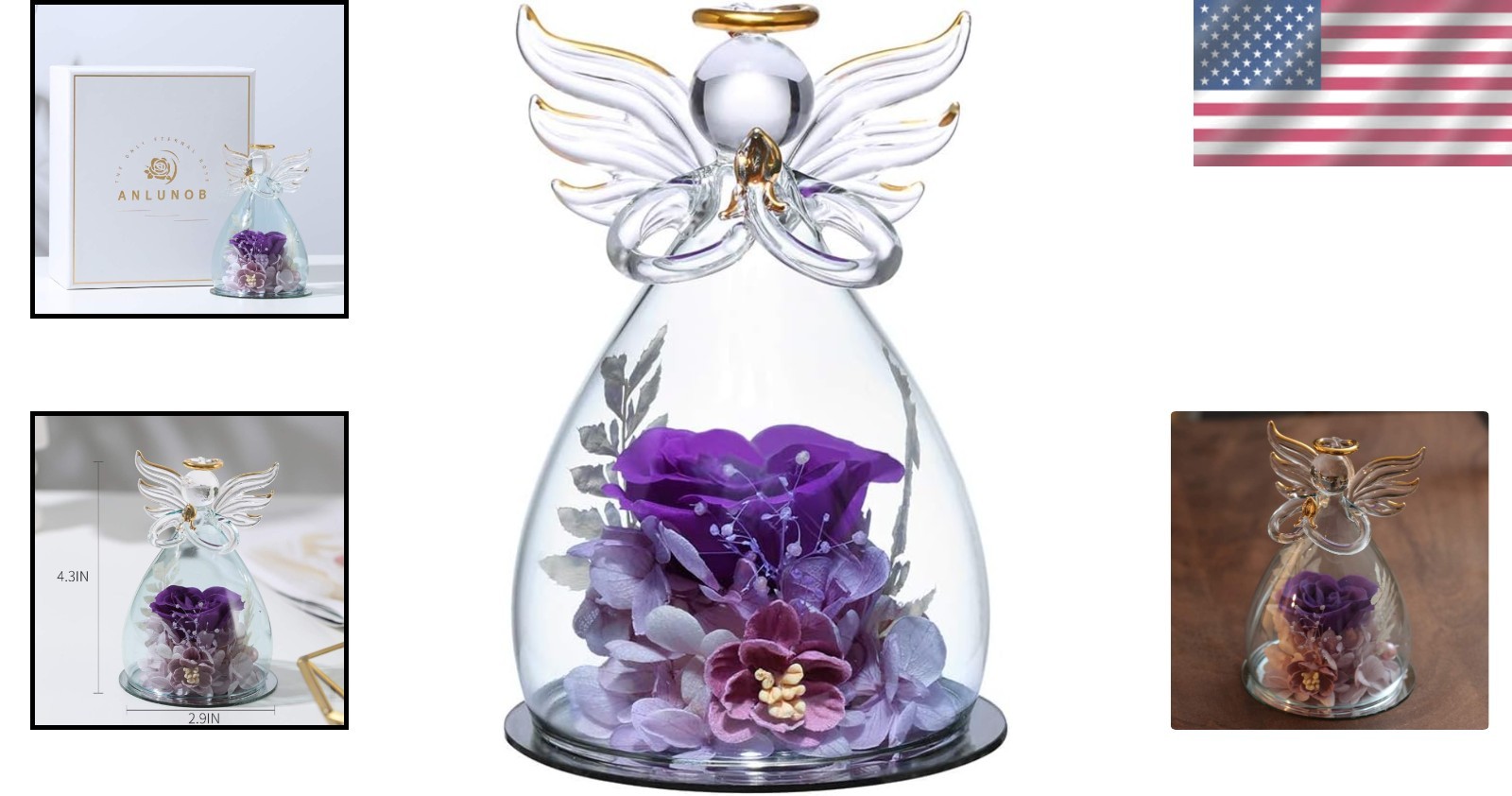 Long-Lasting Preserved Rose in Angel Figurine – Timeless Gift for Mom or Grandma