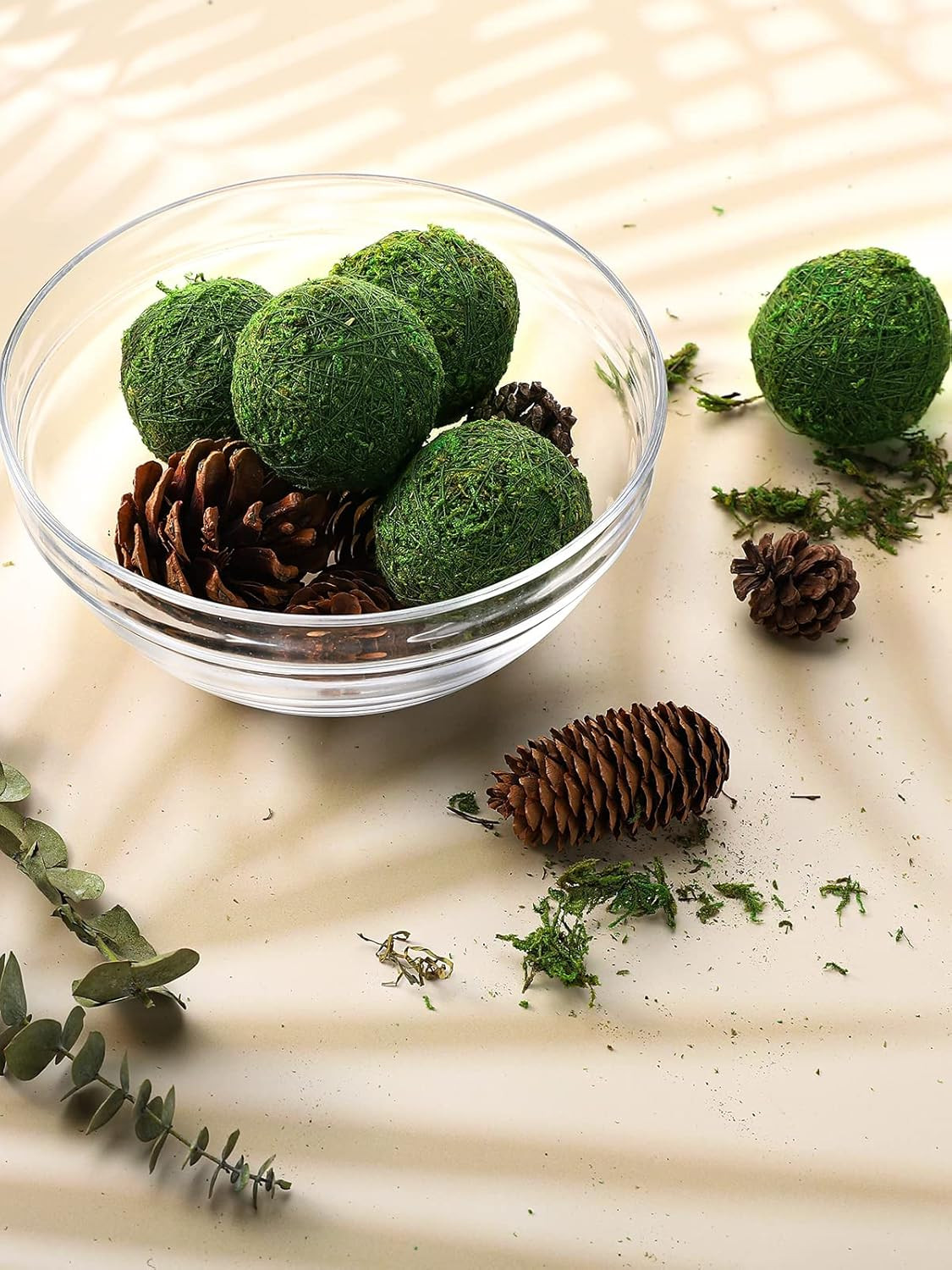 12Pack Decorative Faux Dried Moss Balls- 2.2″ Artificial Green Plant Mossy Globe