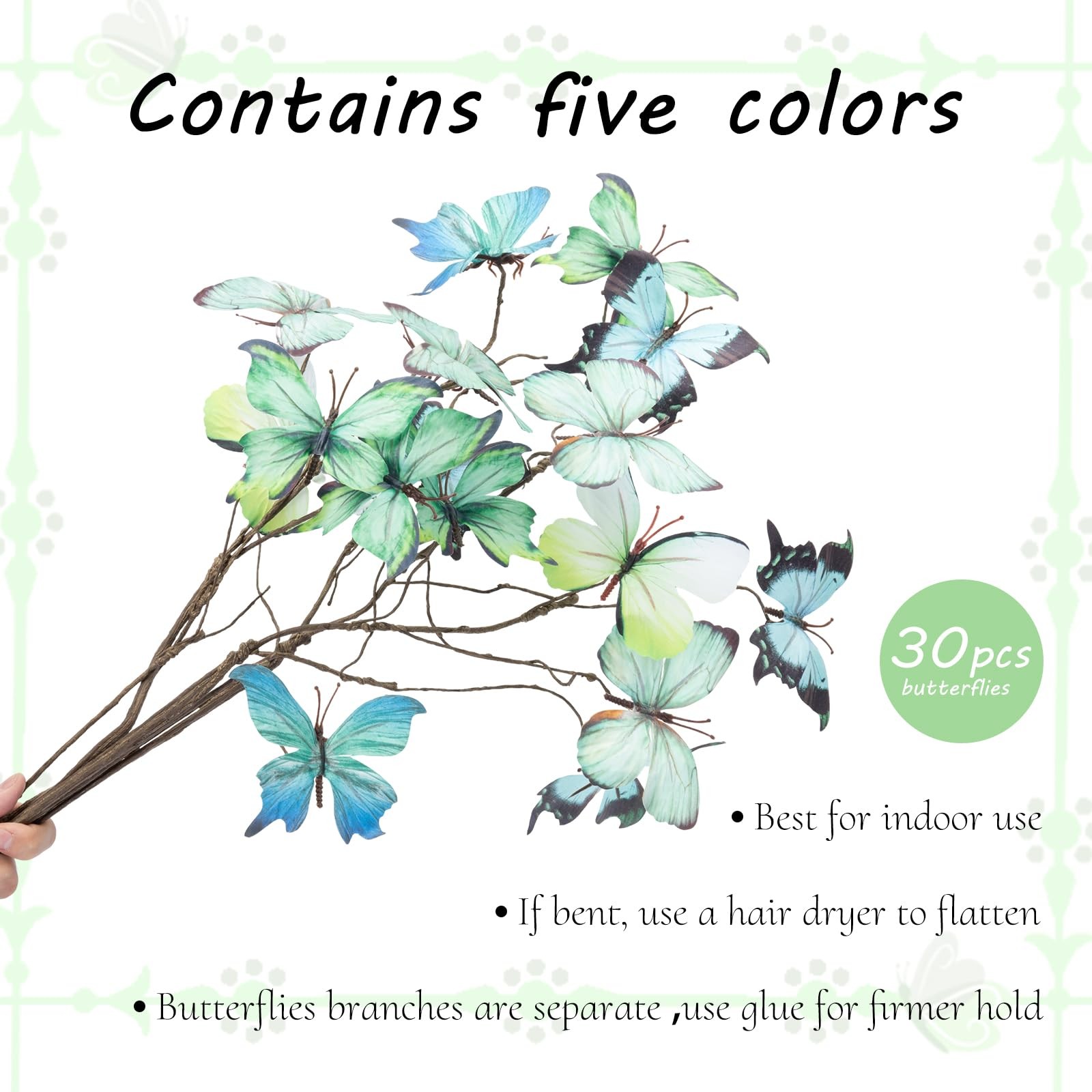 5 Pcs DIY Butterfly Decorations 5 Butterfly Branches with 30 Fake Butterflies…