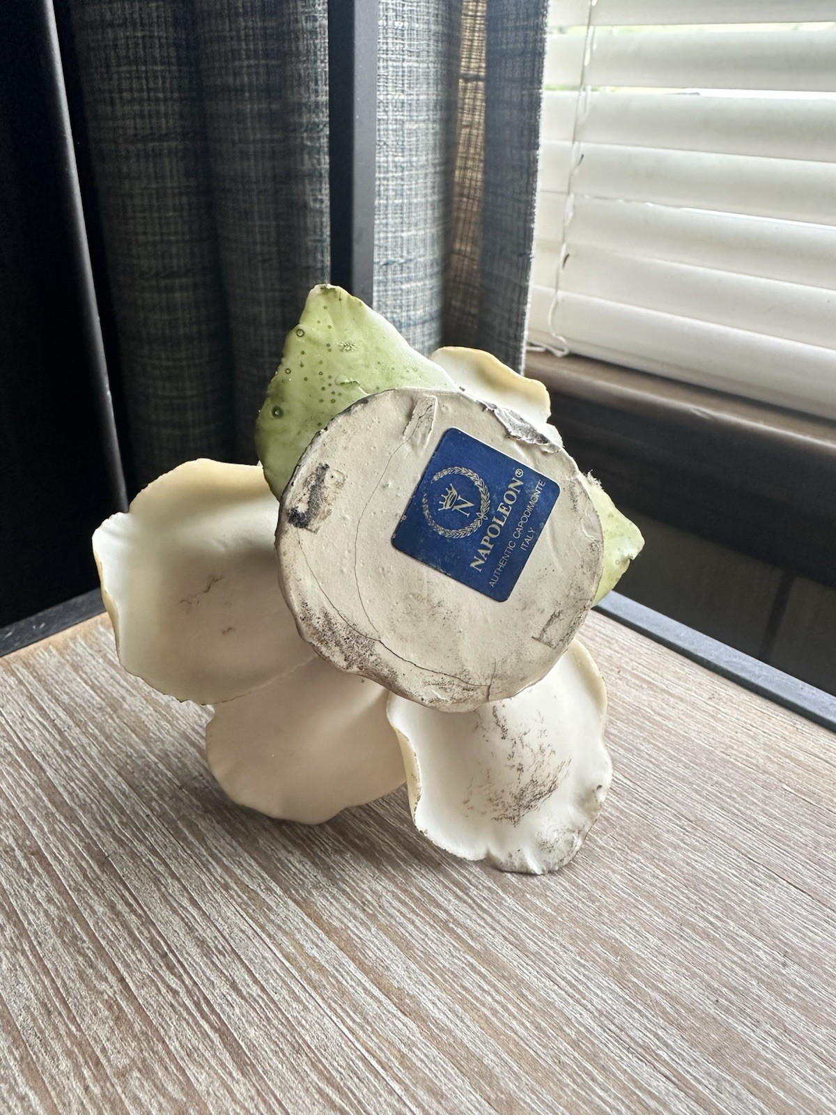 Napoleon White Ceramic Magnolia Flower Table Decor Figurine, White/Green