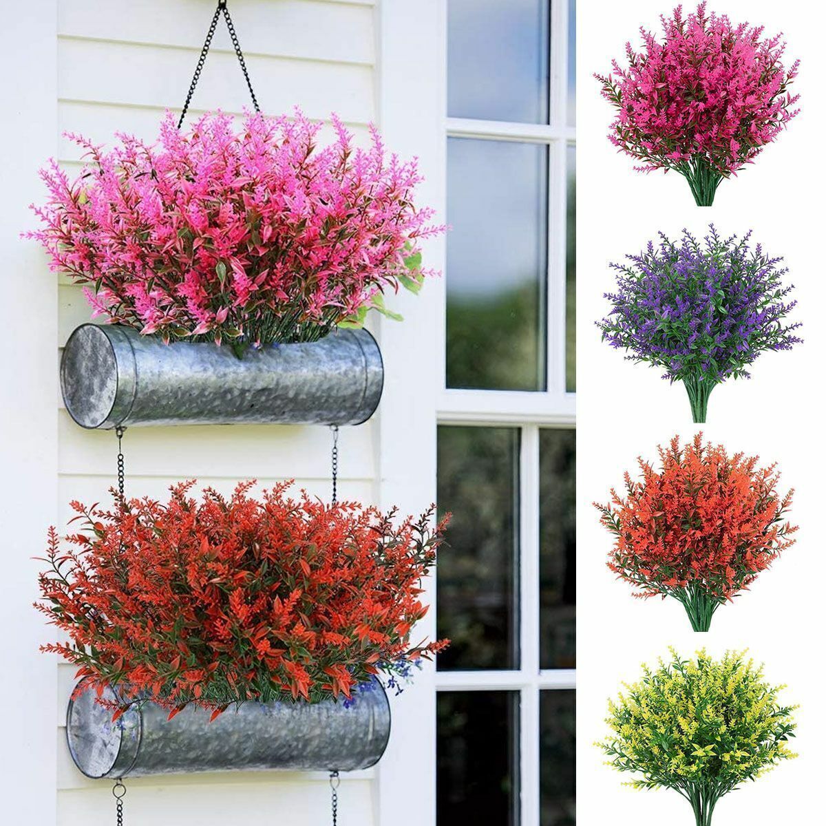 Artificial Flowers Fake Plants Decor 8 Bundles Vine Hanging Outdoor Home Garden