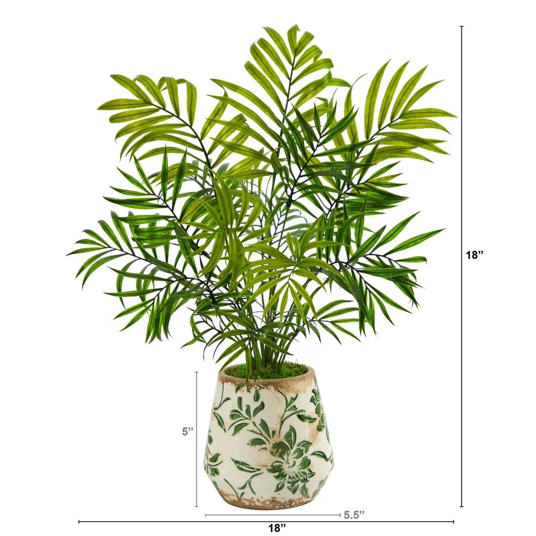 18″ Mini Areca Palm Artificial Plant in Floral Vase
