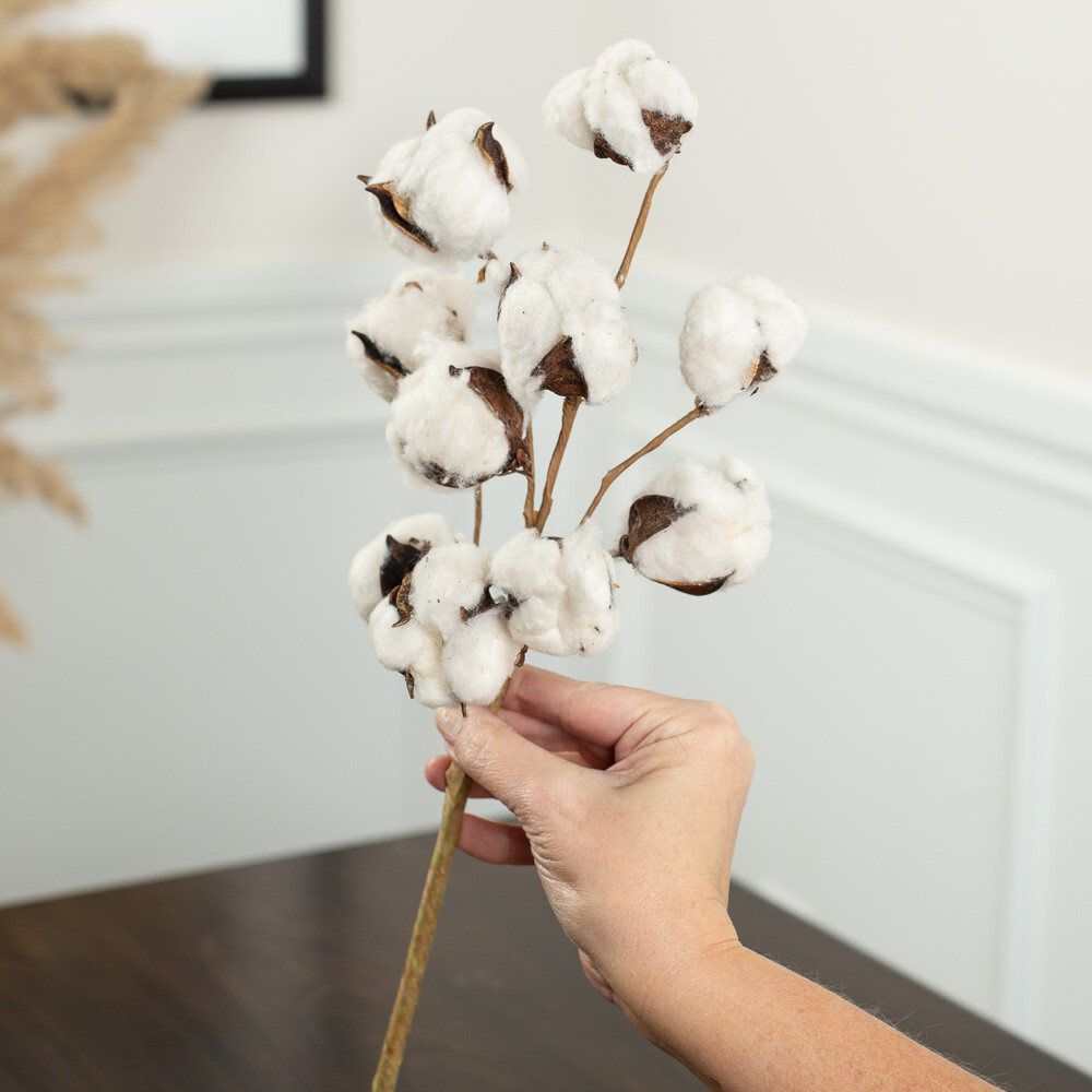 Set of 2 Artificial Cotton Boll 15″ Floral Sprays for Indoor Decor