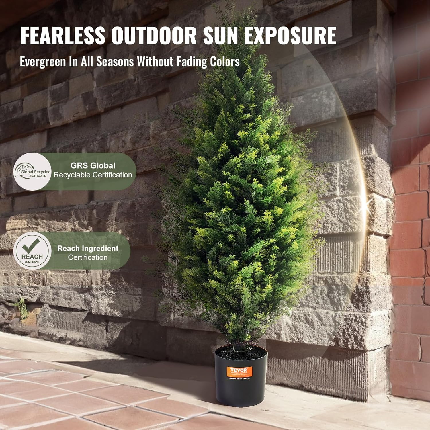 36″ Artificial Cedar Topiary Trees (2 Pack) with Extra Leaves & Pot