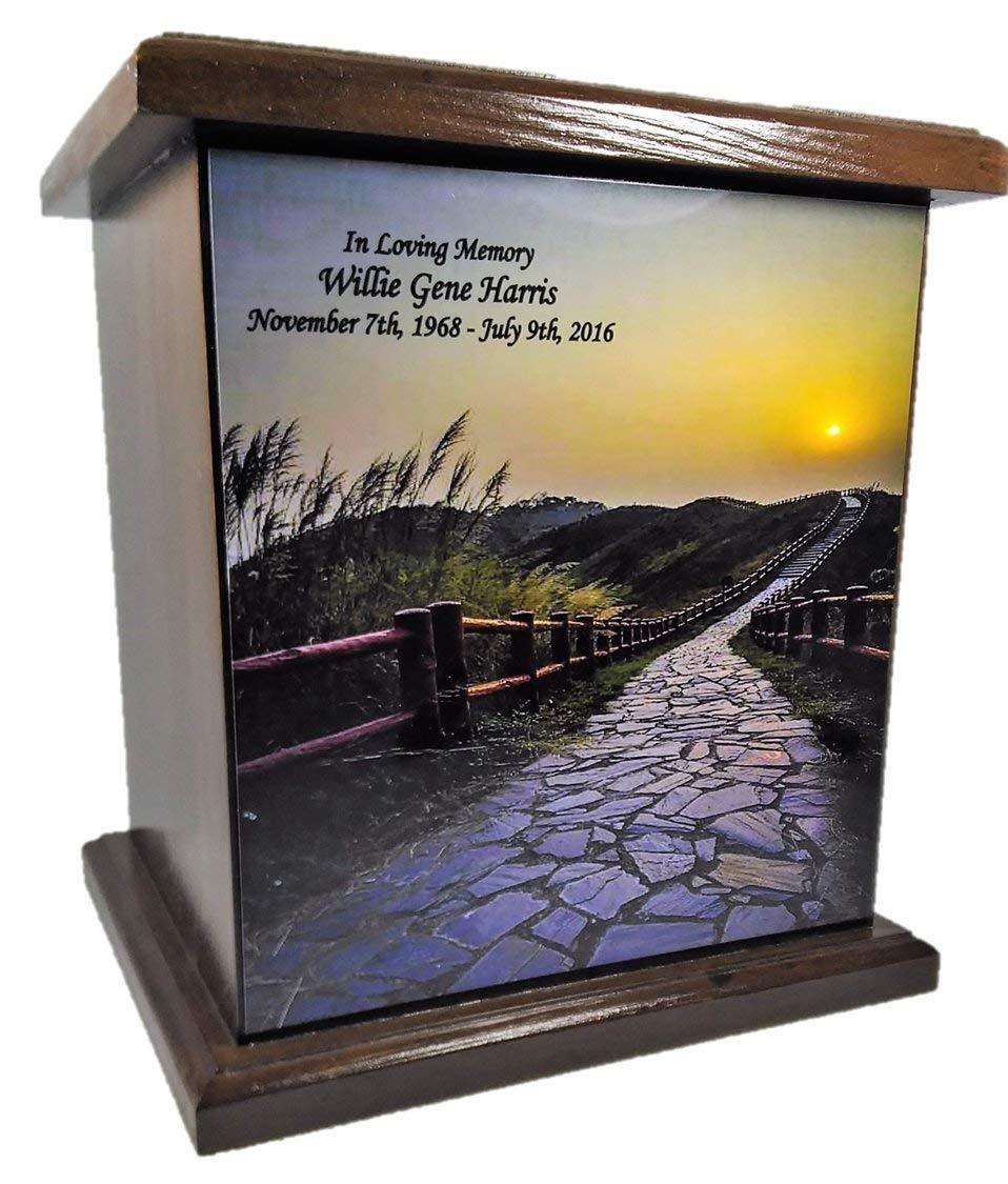 Road to Heaven Cremation Urn, Wood Funeral Urns, with Personalization