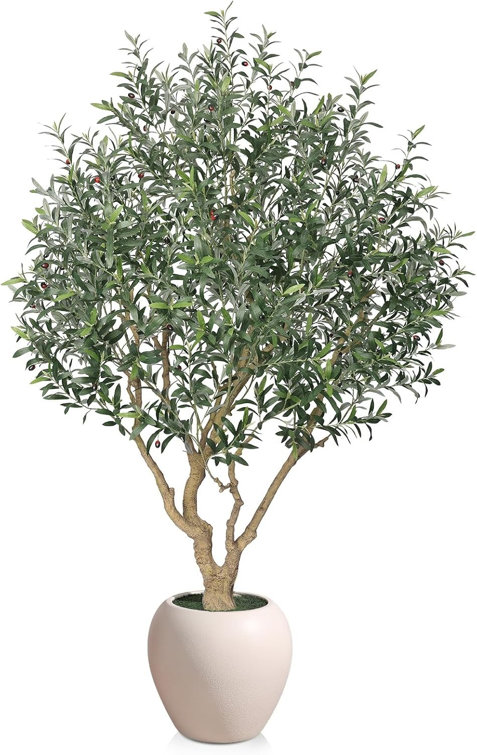 Olive Tree Artificial Indoor 8FT Tall Faux Olive Tree with 18in White Planter
