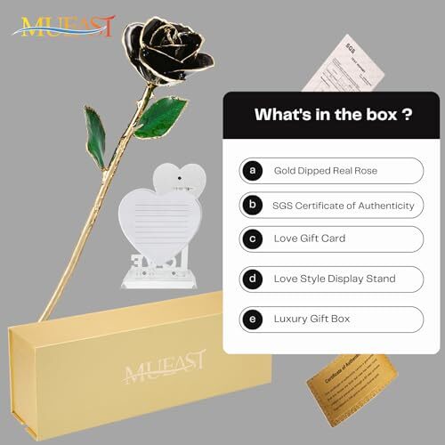 24K Gold Rose Birthday Mother’s Day Valentine’s Day for Mom Daughter Black