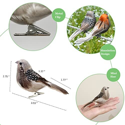 6pcs Artificial Simulation Foam Bird Sparrow Spotted Feather Birdl006