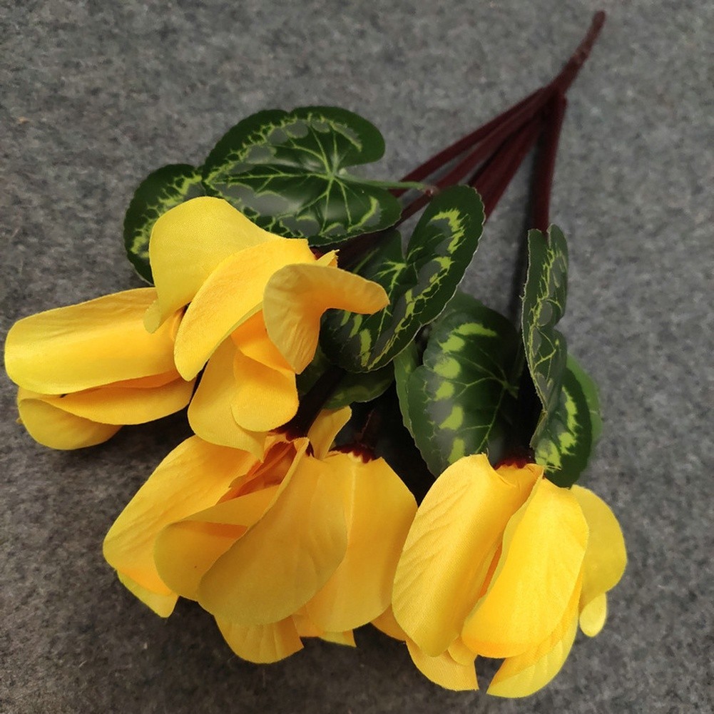 7 Branch Artificial Cyclamen Flowers Red Pink Rose Red Cream White Purple