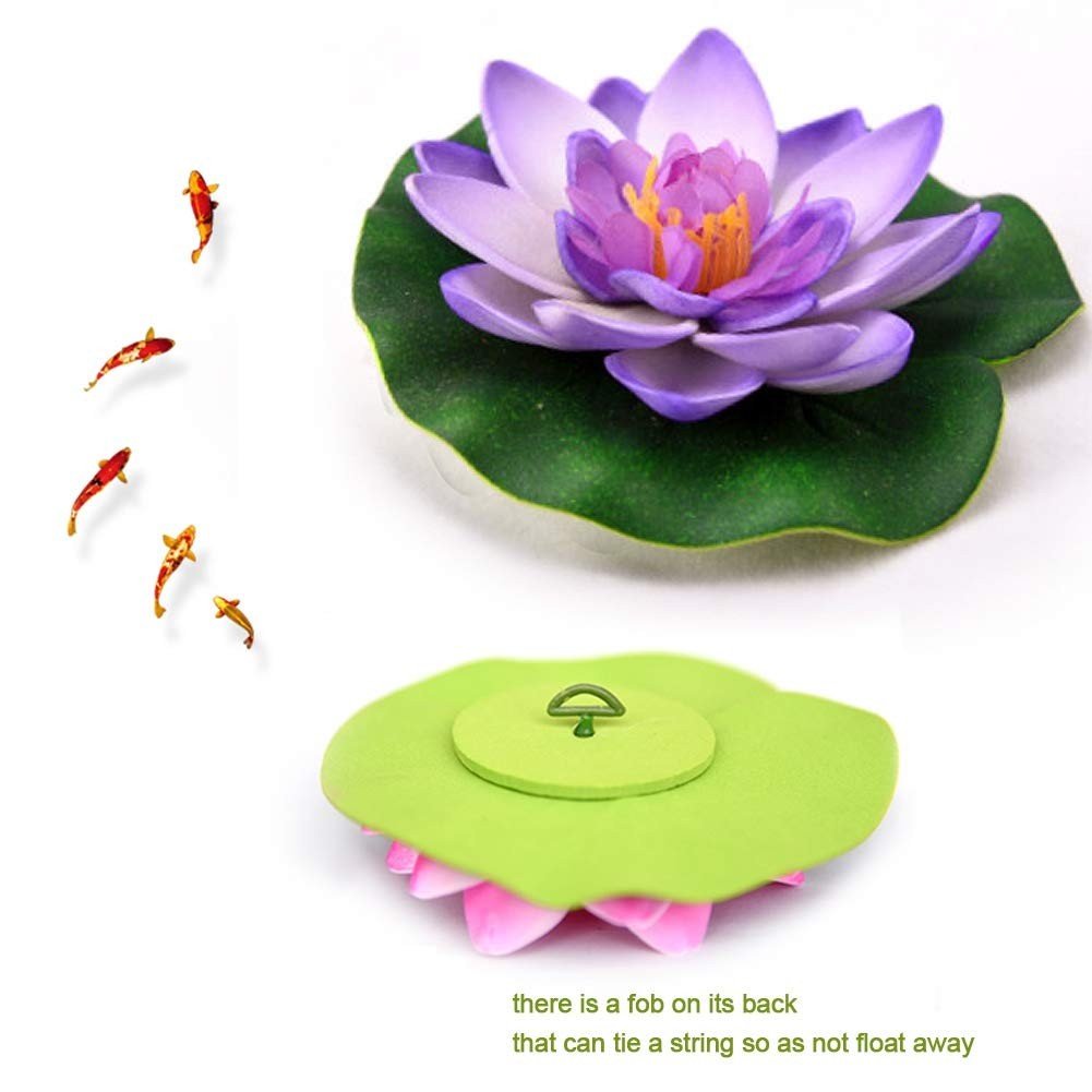 12 Pcs Artificial Floating Foam Lotus Flower with Water Lily Pad, Lifelike Or…