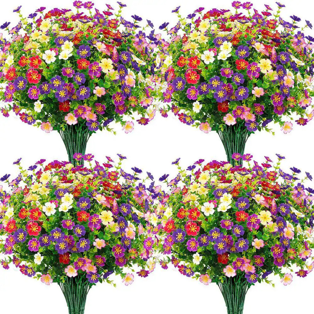 24 Bundles 14.2 In. Multi-Colored Artificial Silk Eucalyptus Flowers for Outdoor