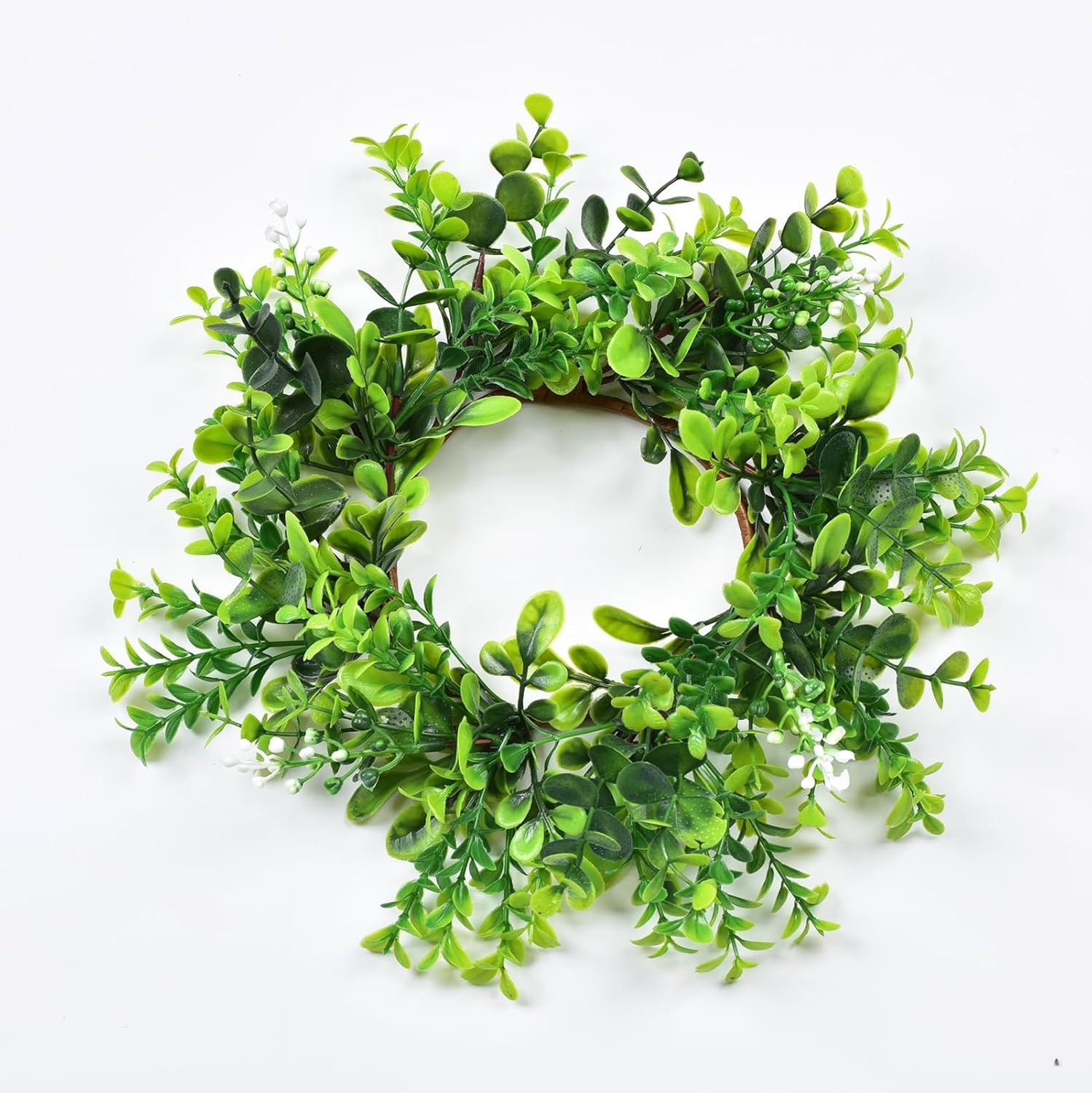 Artificial Boxwood Wreath Kitchen Cabinet Wreaths Faux Green Leaves Decor Indoor