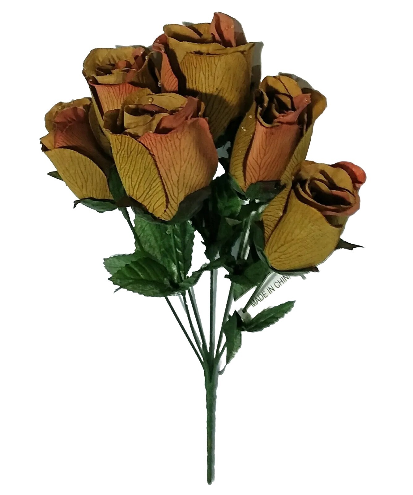 Large Rose Olive Green 14″ Bush Silk Flower Vase Home General Decor US BP2082