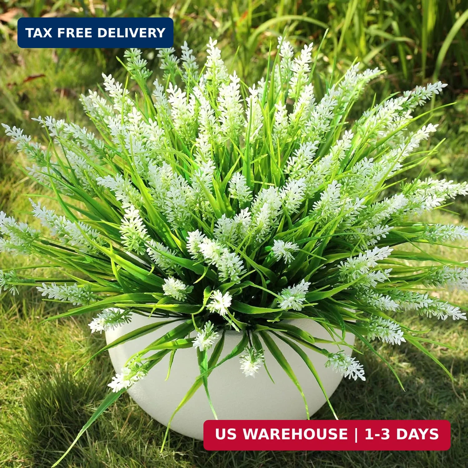 16 Bundles Artificial Plants Outdoor, UV Resistant Fake Lavender & Monkey Grass,