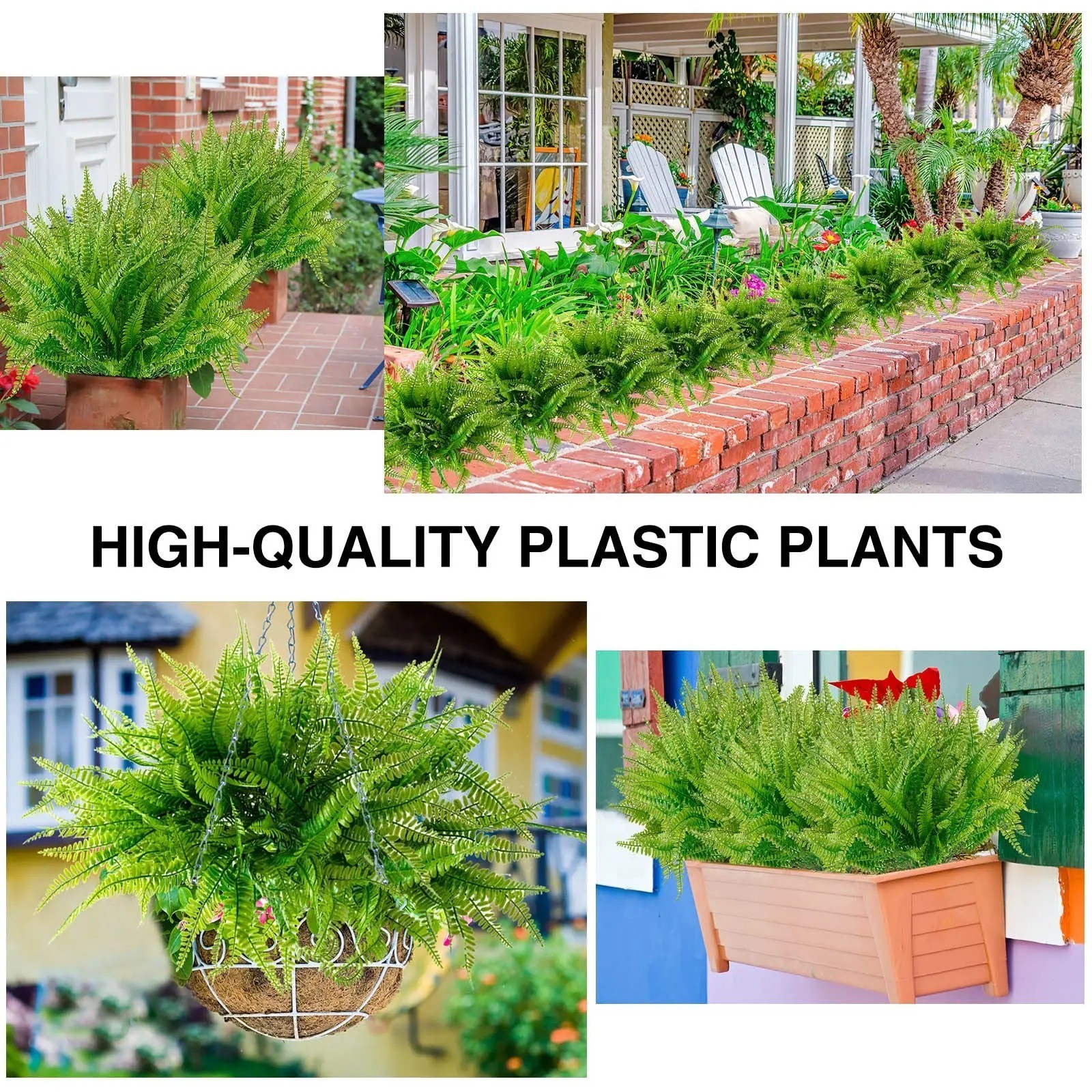 4 pieces Larksilk Large Artificial Fern Plant Silk UV resistant indoor/outdoor