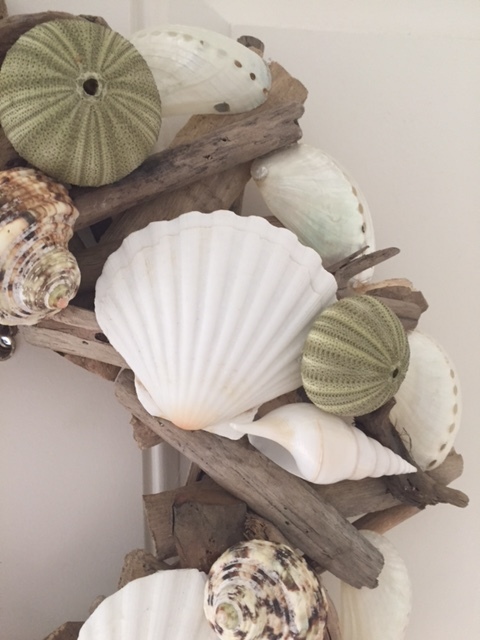 Beach Decor Handmade Seashell and Starfish Driftwood Wreath – Coastal Home Decor