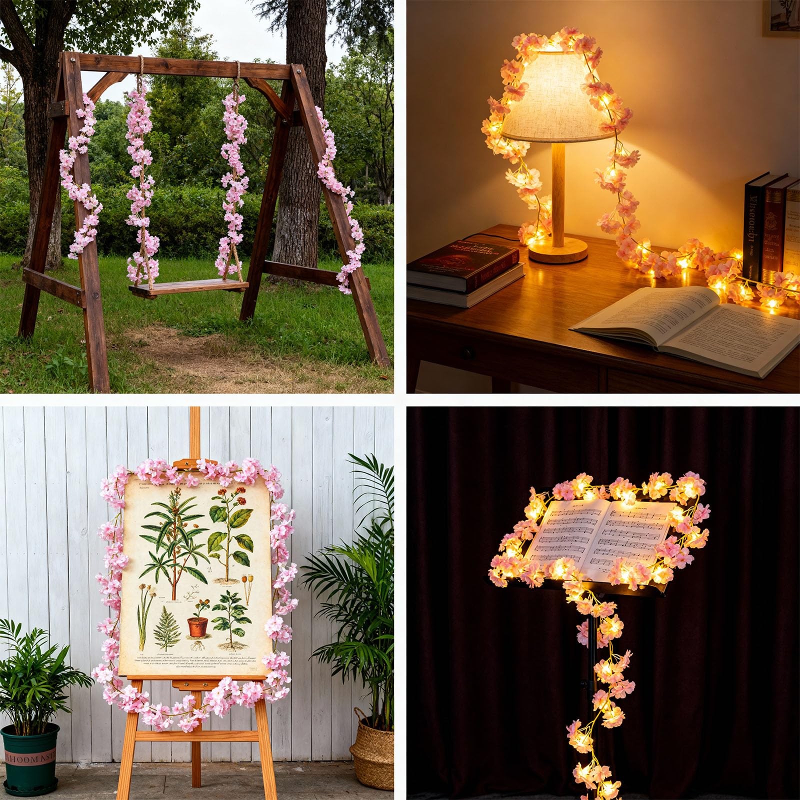 10 PCS Cherry Blossom Flowers 60 Ft Artificial Sakura Vines Light Pink Wedding