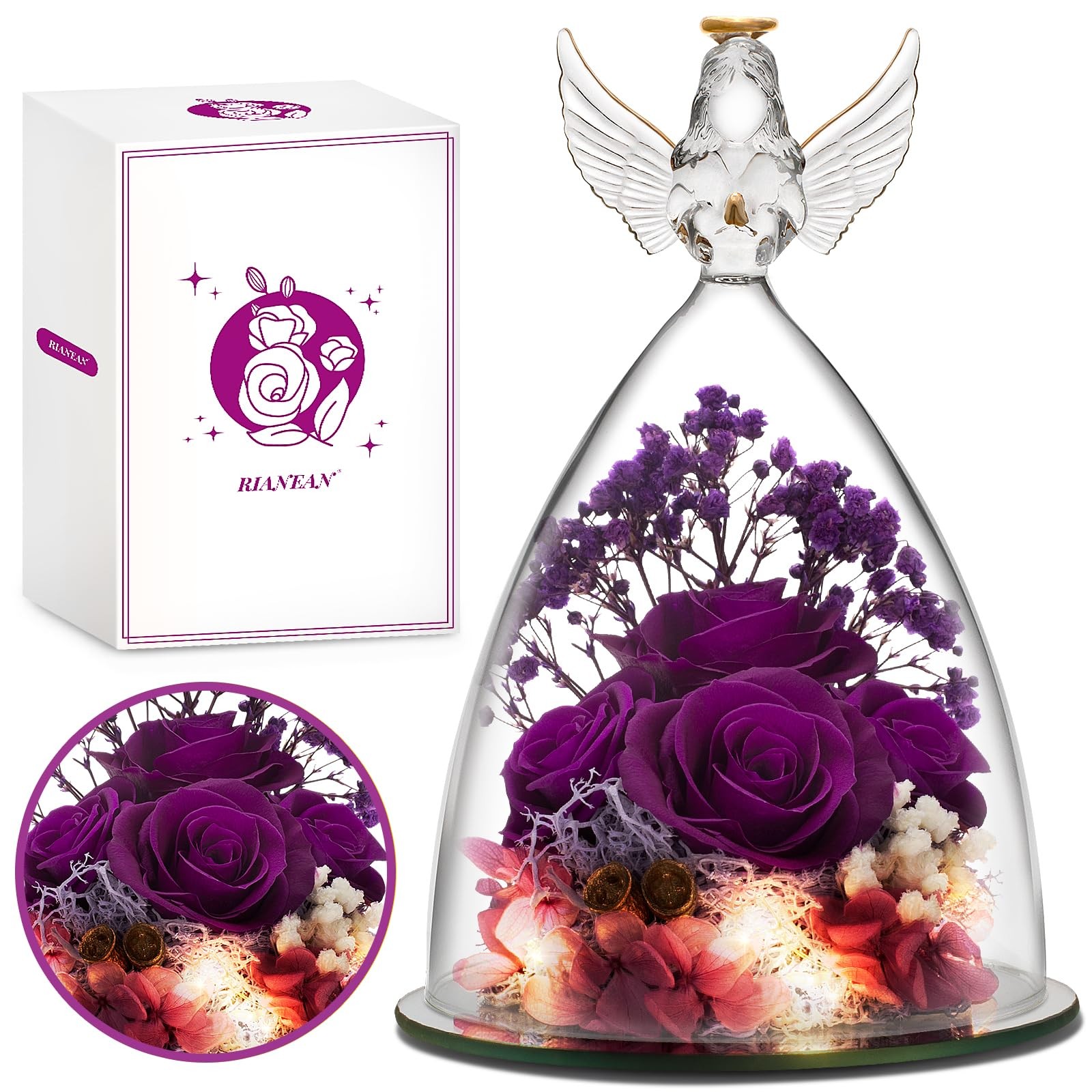 Mothers Day Rose Gifts for Mom, Preserved Flower Gifts for Women, Purple Rose…