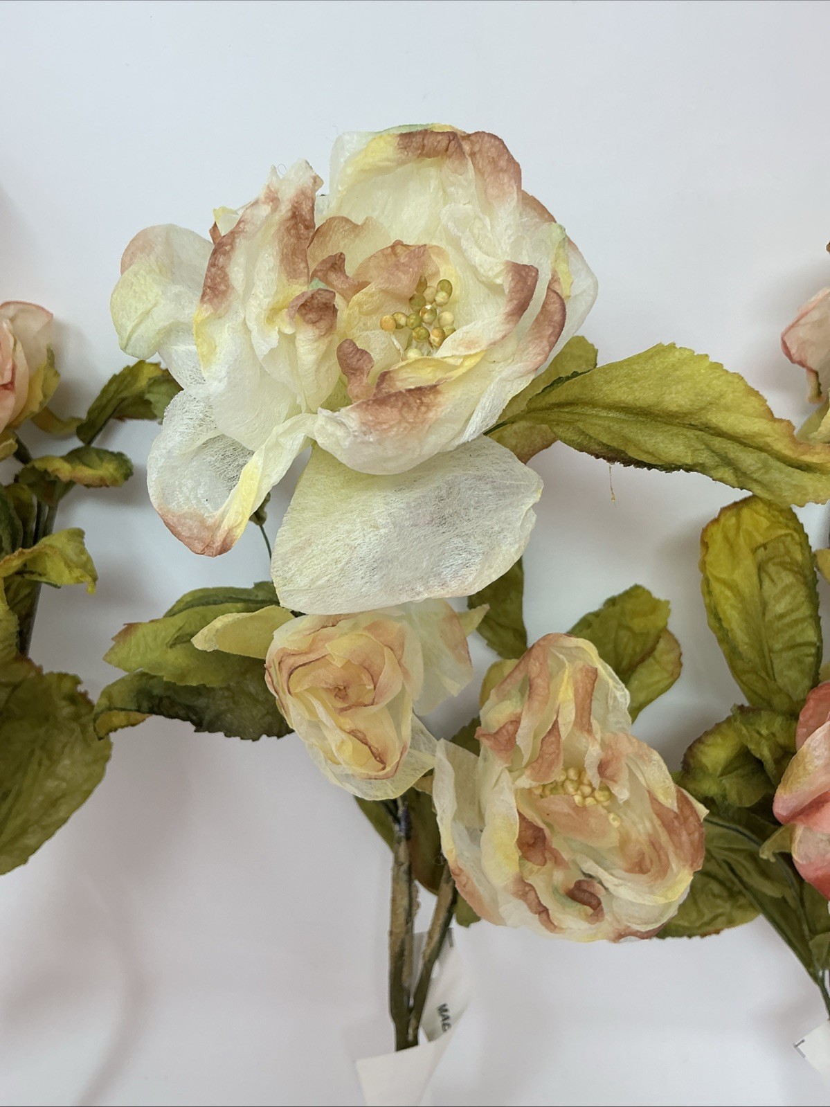 Artificial Silk Roses 22” Ombre Of Pink 2 Roses 1 Bud Per Pick 4 Picks NOS