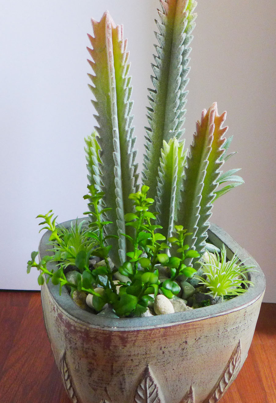 Set of 9 Flocking Artificial Succulents Plants Coral columns Mini Pine Tree