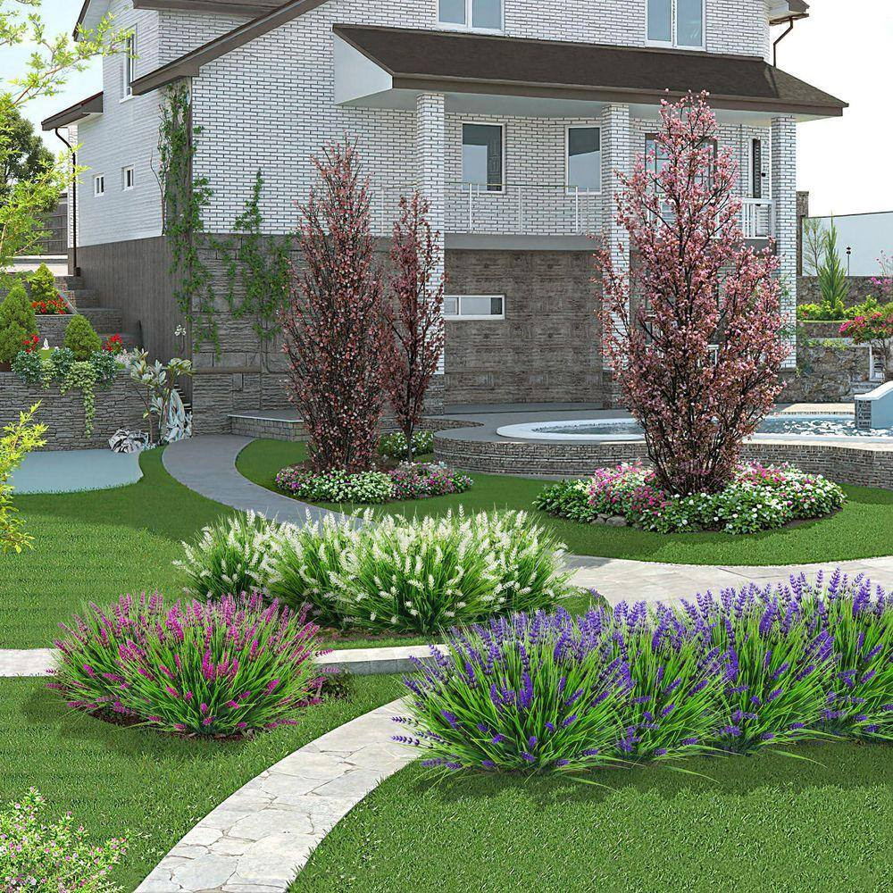 24 Bundles UV Resistant Plastic Plants Faux Monkey Grass, 14.2 In. Multi-Colored