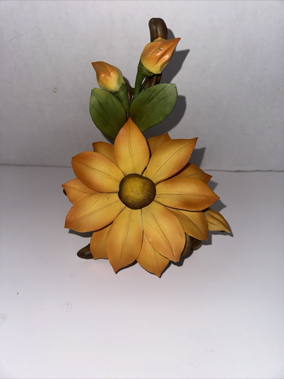 Capodimonte Orange Black Eyed Susan Floral Sculpture Made In Italy 6 3/4”