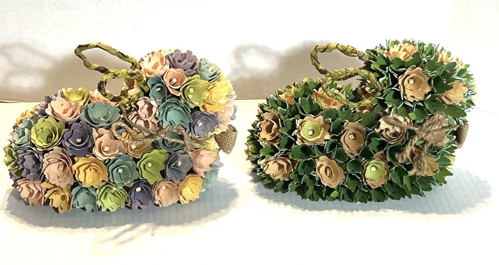 Curled Wood Cut Flowers Rabbit Table Center Piece, Lot of 2, 10″ Long x 8″ Tall