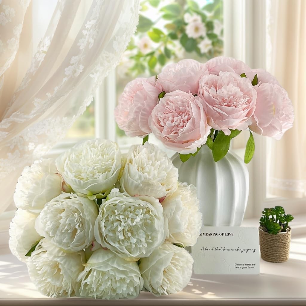 2 Bouquet 10 Heads Artificial Silk Peony Fake Flowers Wedding Party Decor