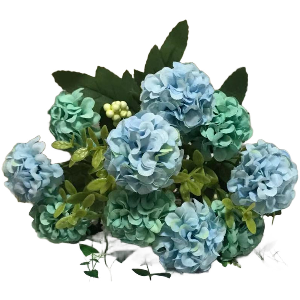 European Style Wedding Silk Flower Bouquet Blue Pink Yellow White Green Rose Red