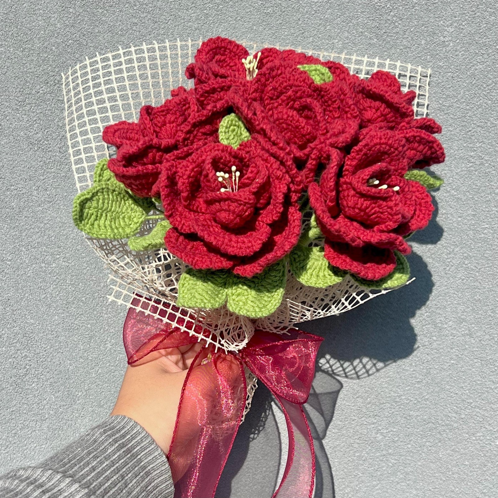 Crochet Flower Bouquet Handmade Mother’s Day Gift for Mom Keepsake Flowers