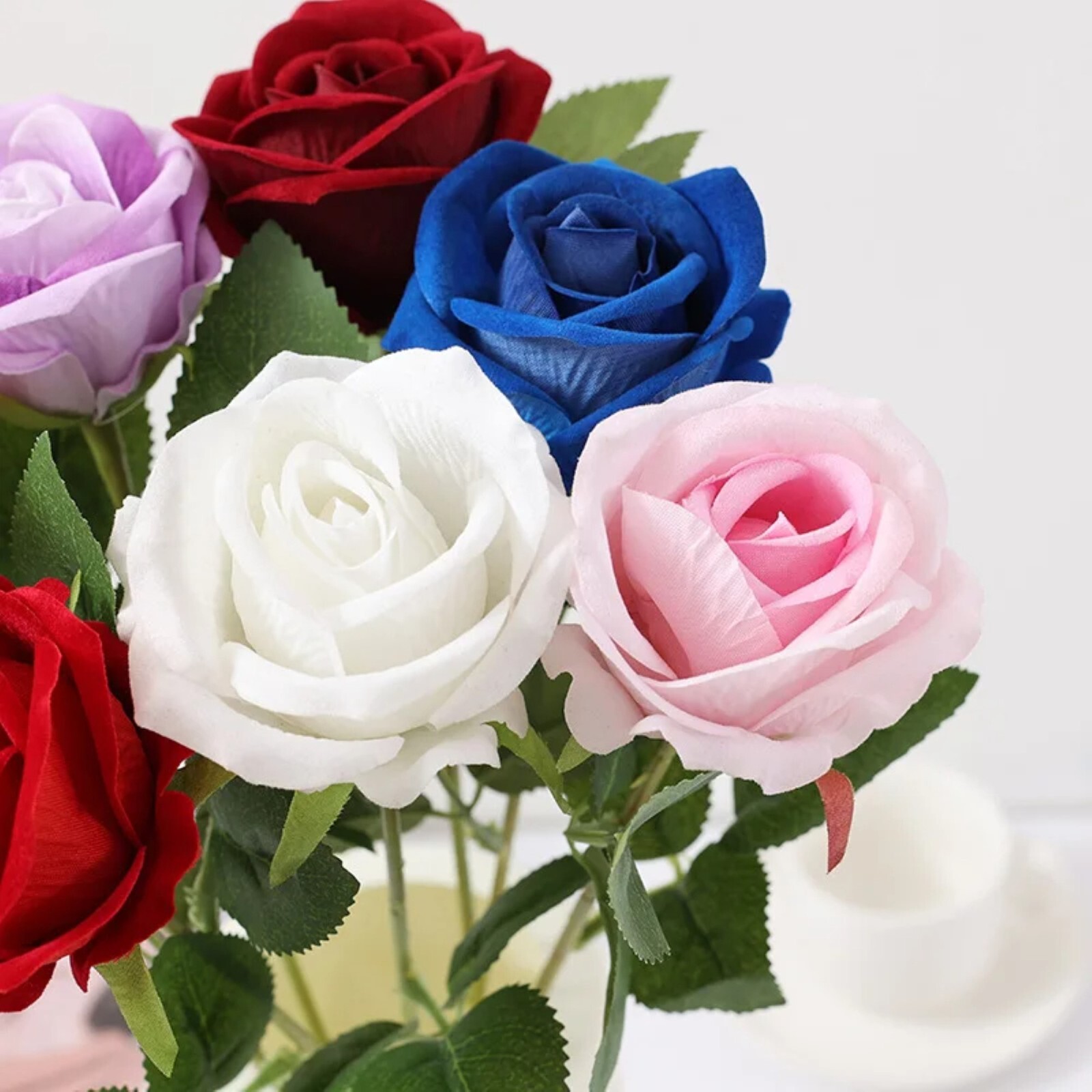 20× Red Roses Artificial Flowers Realistic Bouquet Home Decor Valentine Gifts US