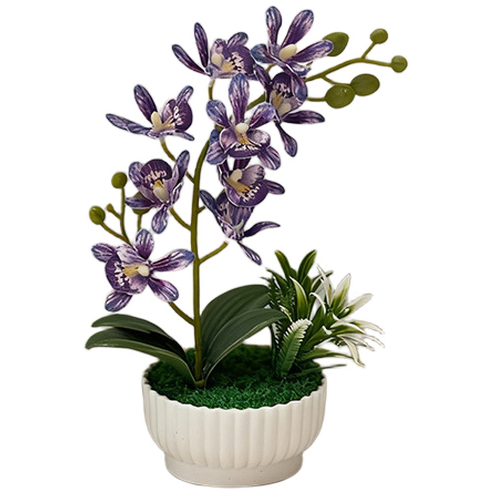 Compact Potted Artificial Orchid 10.5×10.5x27cm for Small Space For home Decor