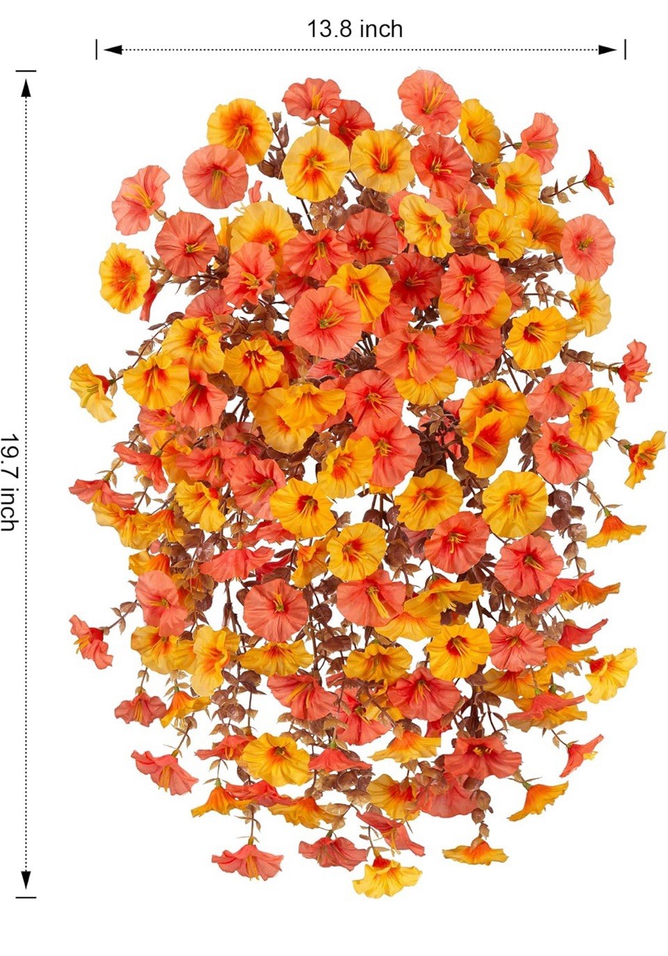 Ivydale 2 PCS Artificial Fall Hanging Flowers Silk Faux Petunias Orange+Yellow