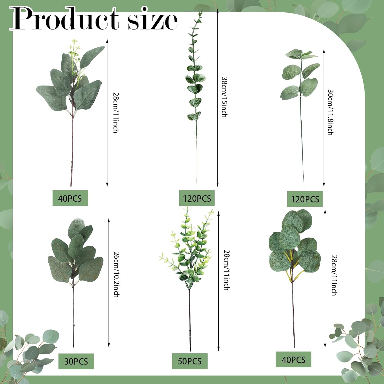400 Pcs Faux Eucalyptus Leaves for Wedding Floral Arrangements