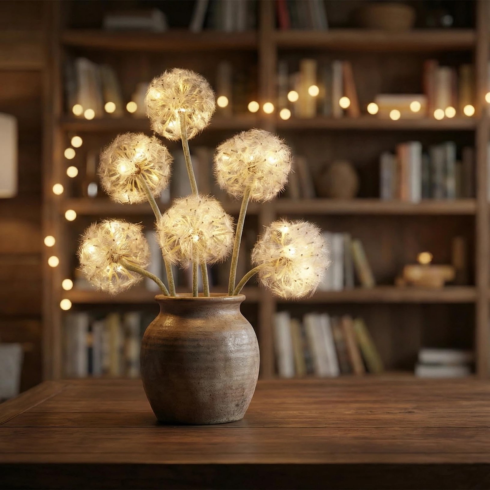 TOPIA Artificial Dandelion Flowers with LED Lights with Timer Faux Dandelion …
