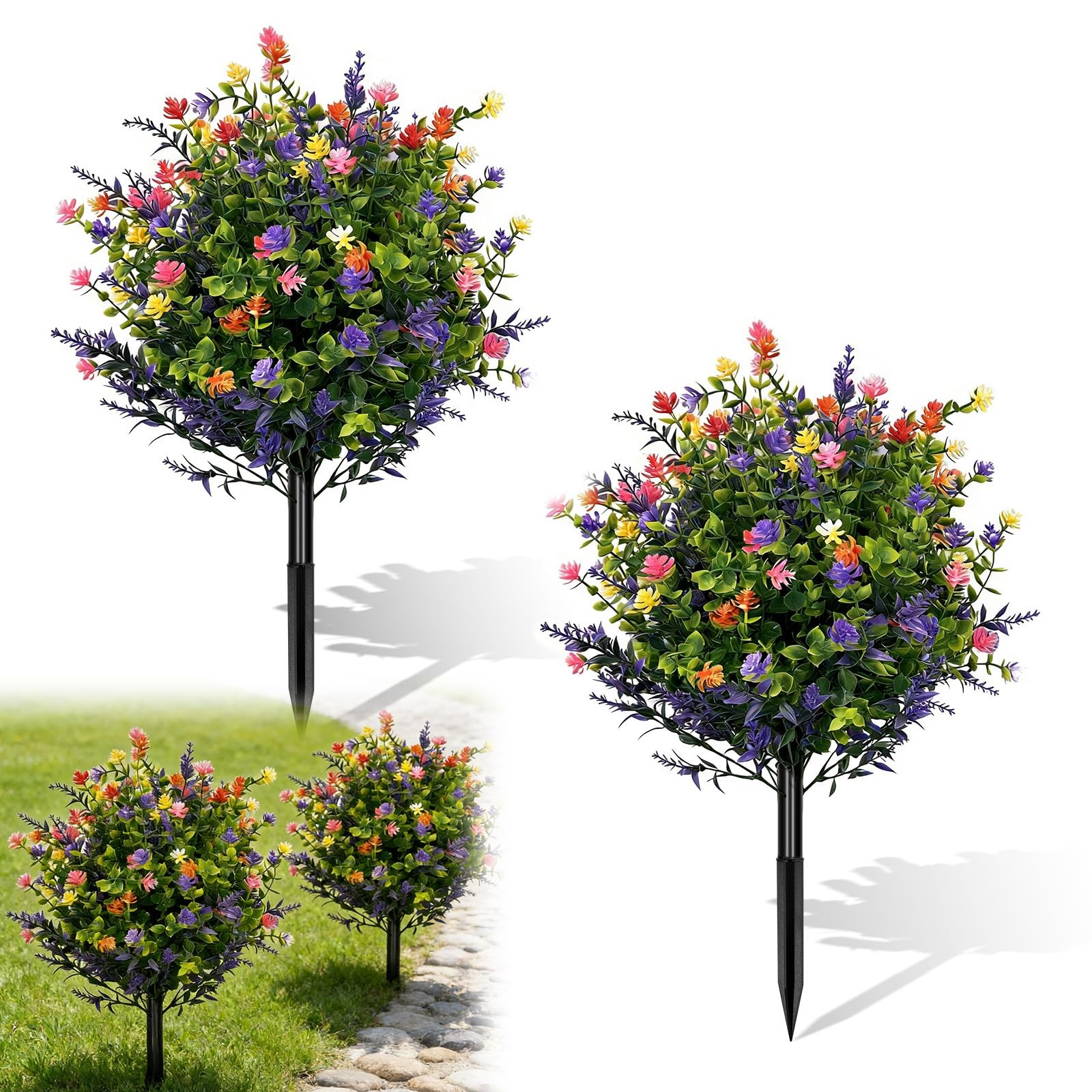 2 Pack Artificial Petunia Flowers in Pots – 23” Tall Realistic Faux Plants, …