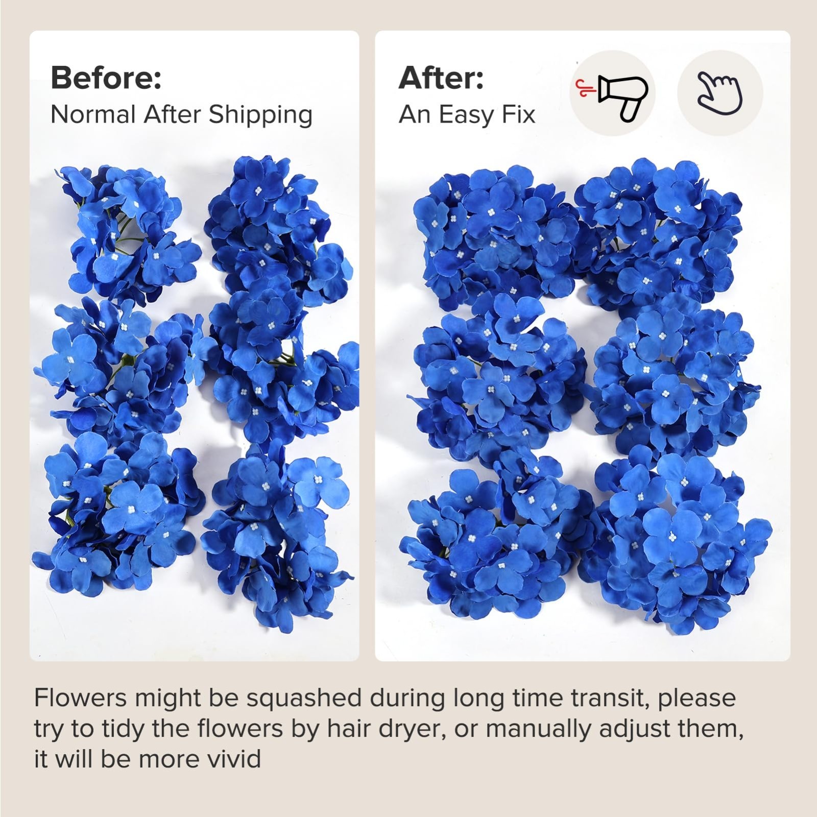 104 PCS Royal Blue Silk Hydrangea Flowers with Stems – DIY Wedding, Home, Party