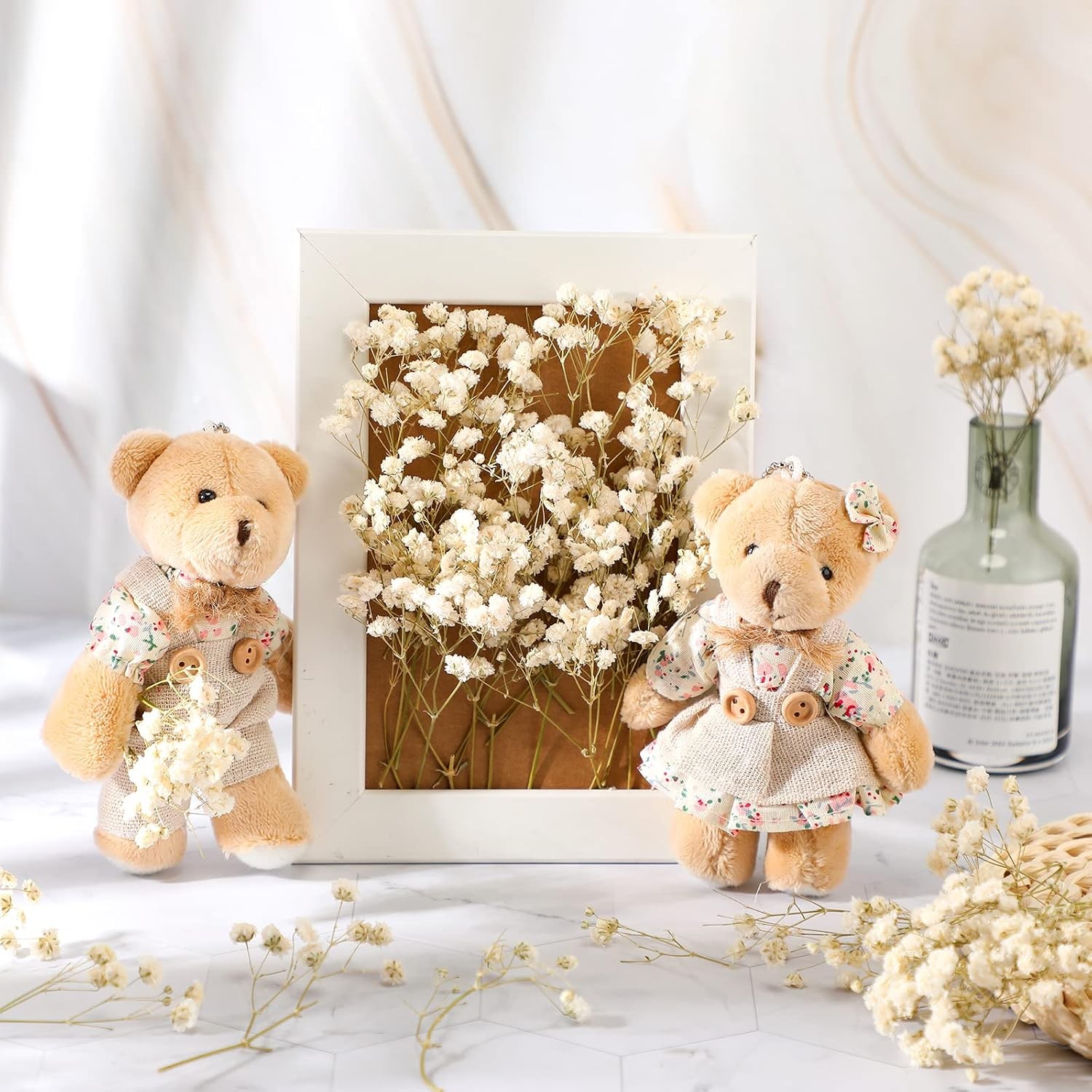 50 Pcs Mini Dried Baby Breath Flowers 3000+ Wedding Ivory White Flowers Bulk 2-4