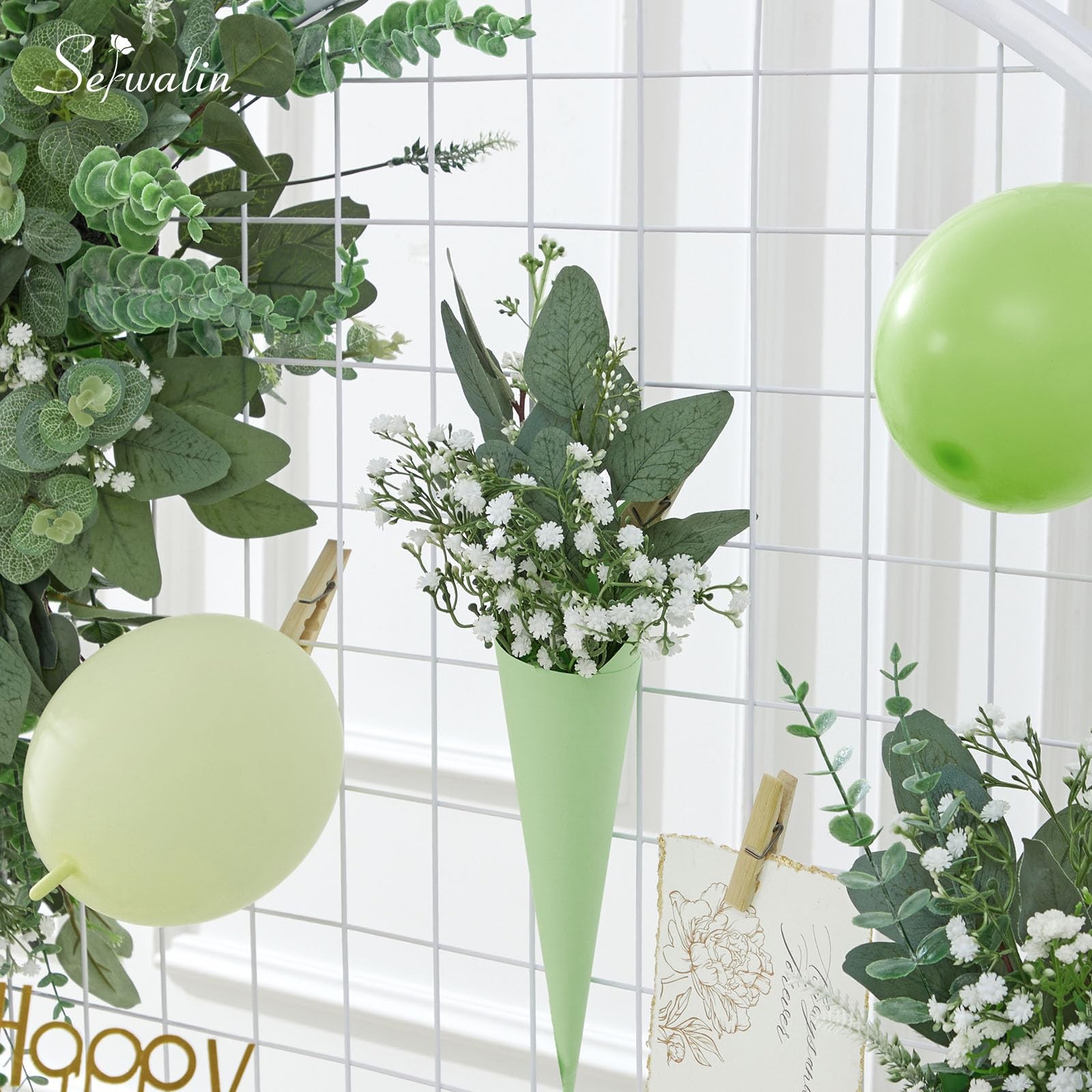 90 Pcs 7 Kinds Mixed Artificial Eucalyptus Greenery Stems