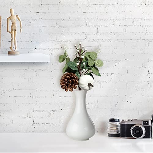 6PCS Greenery Stems Artificial Eucalyptus Leaves Fall Picks with White 6pcs