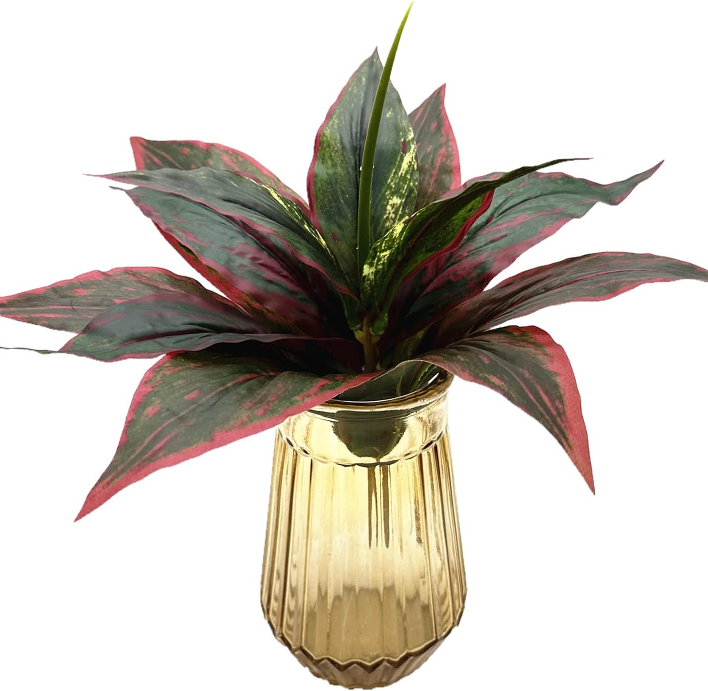 Artificial Agave Fake Plants Red 2 Pack, 10 Inches Faux Shrubs Flowers Grass Pla