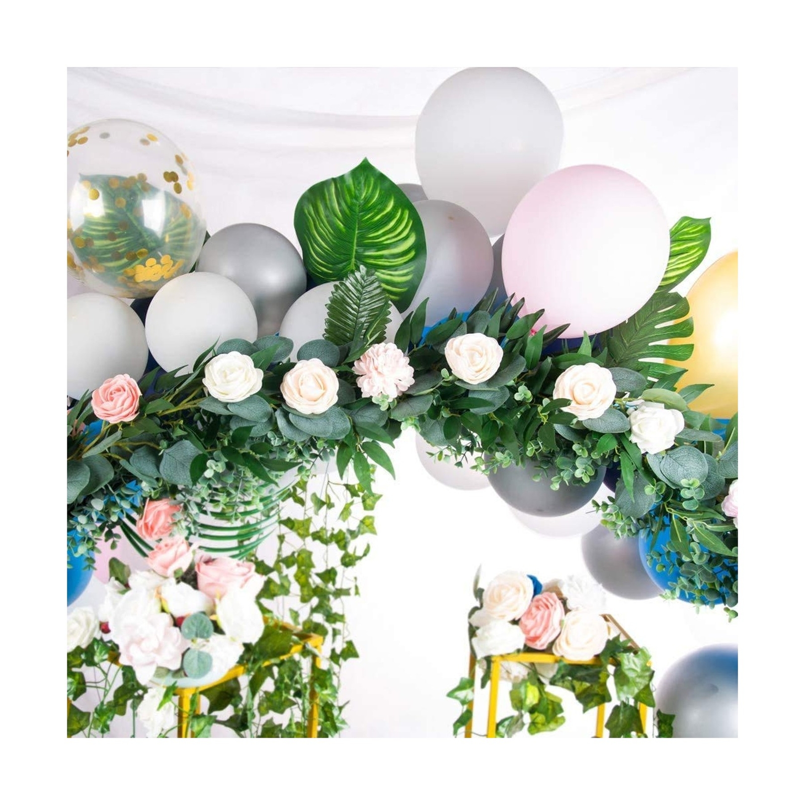 4 Packs 6.5 Feet Artificial Silver Dollar Eucalyptus Leaves Garland with Will…