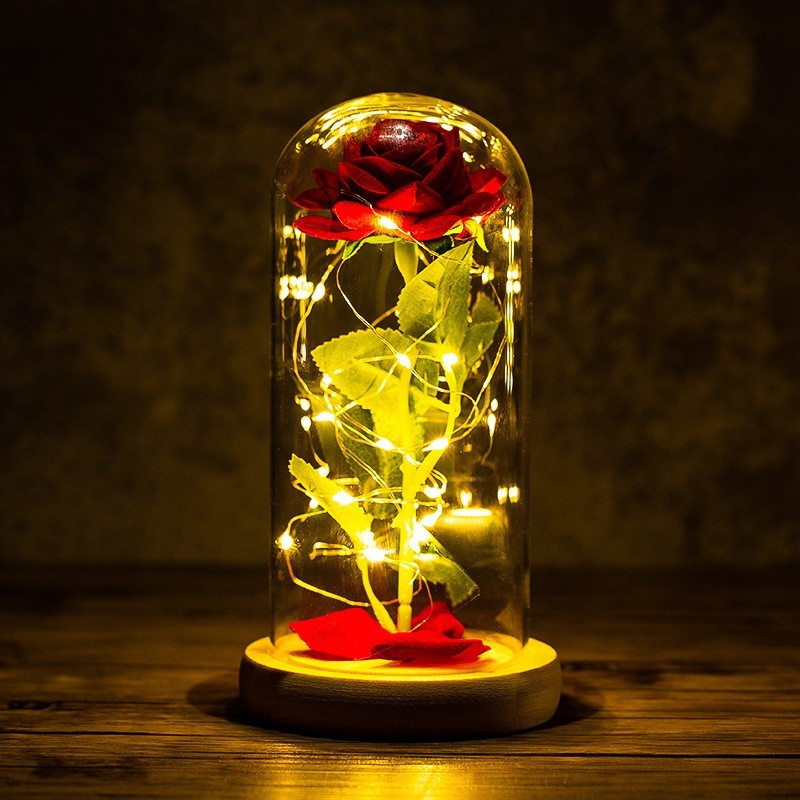 Eternal Rose in Glass Dome LED Light – Valentine’s Day Gift for Her, Anniversary