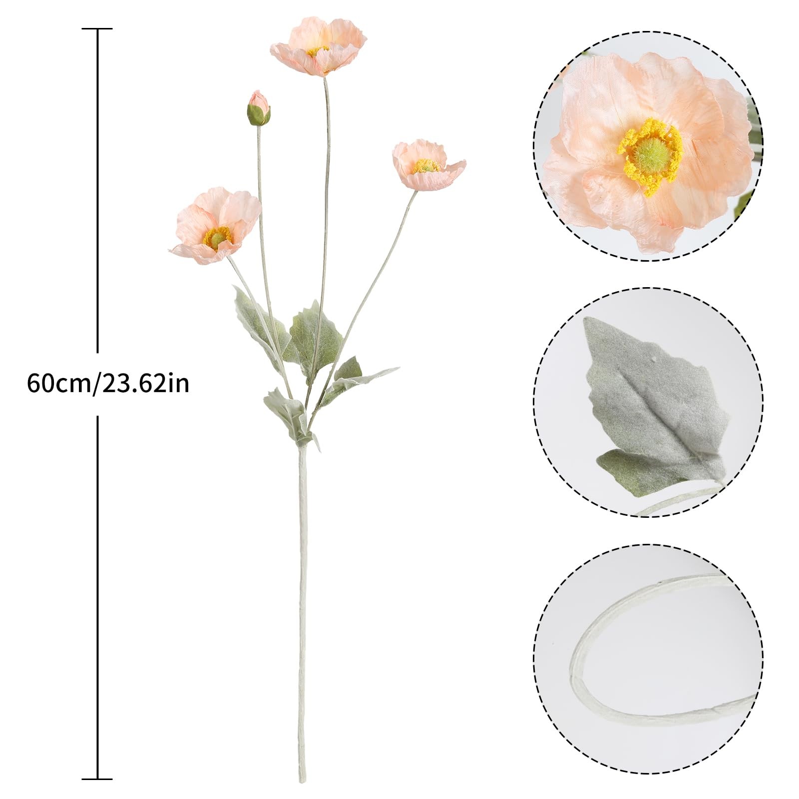 Faux Poppy Flowers,8PCS Artificial Poppy Flowers Silk Poppies for Wedding Bou…