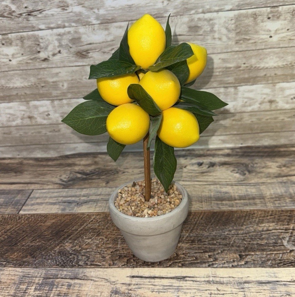 11″ Artificial Lemon Ball Topiary Tree W/Pot