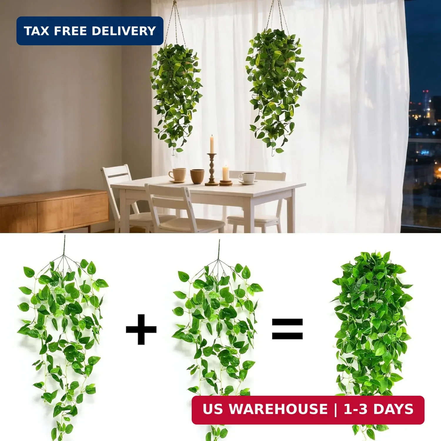 Fake Hanging Plants 2pcs Artificial Hanging Plant for Indoor Outdoor Faux Pothos
