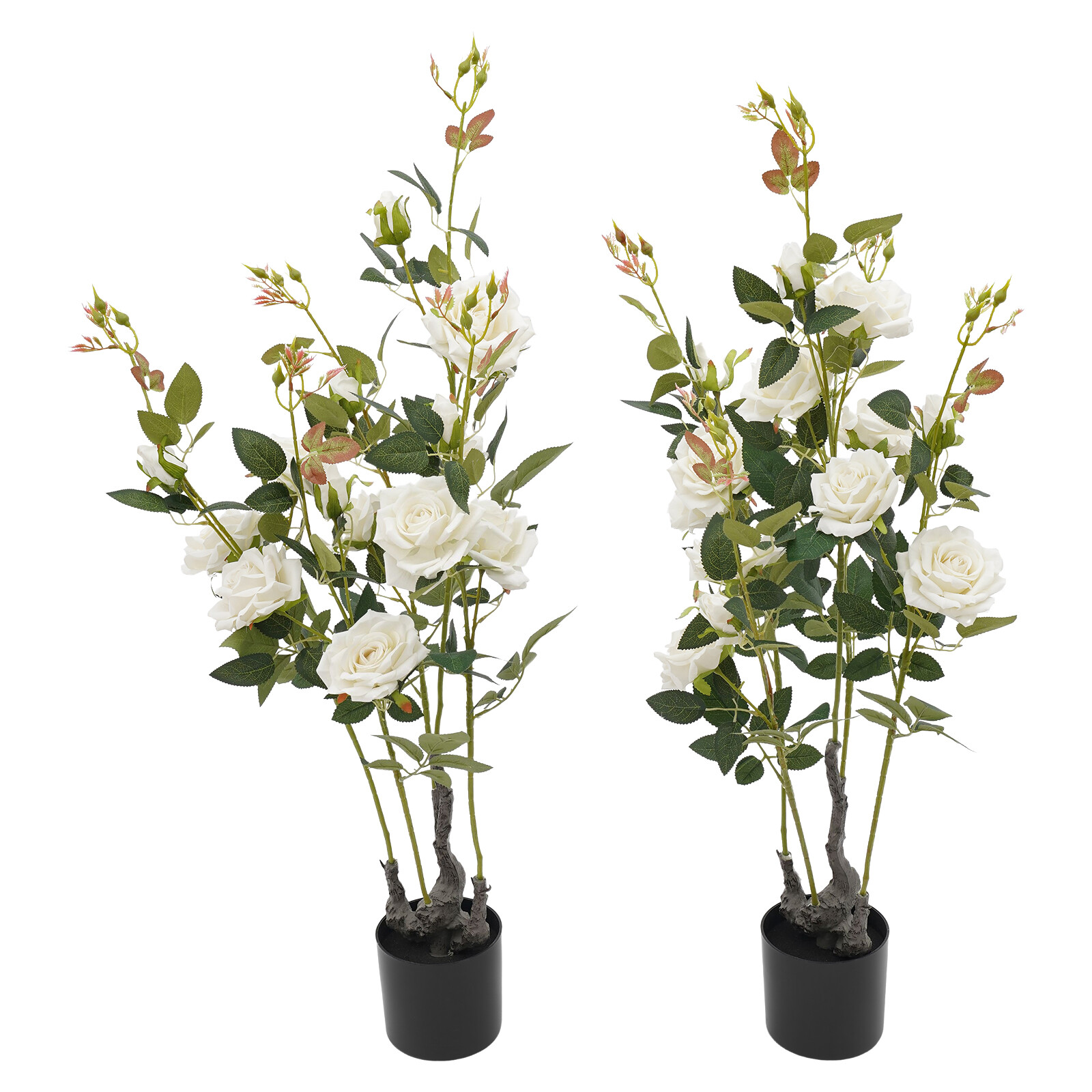 2 Pack 35.4″ Artificial Rose Tree Faux Floral Trees Artificial Flower Plant